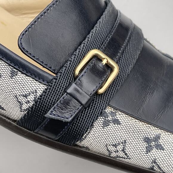 Louis Vuitton Mini Lin Navy And Grey Mules Size 38 US 8 - Picture 5 of 13